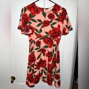Rose print mini dress